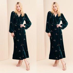 Divine Heritage Crystal Velvet Wrap Sequin Gown